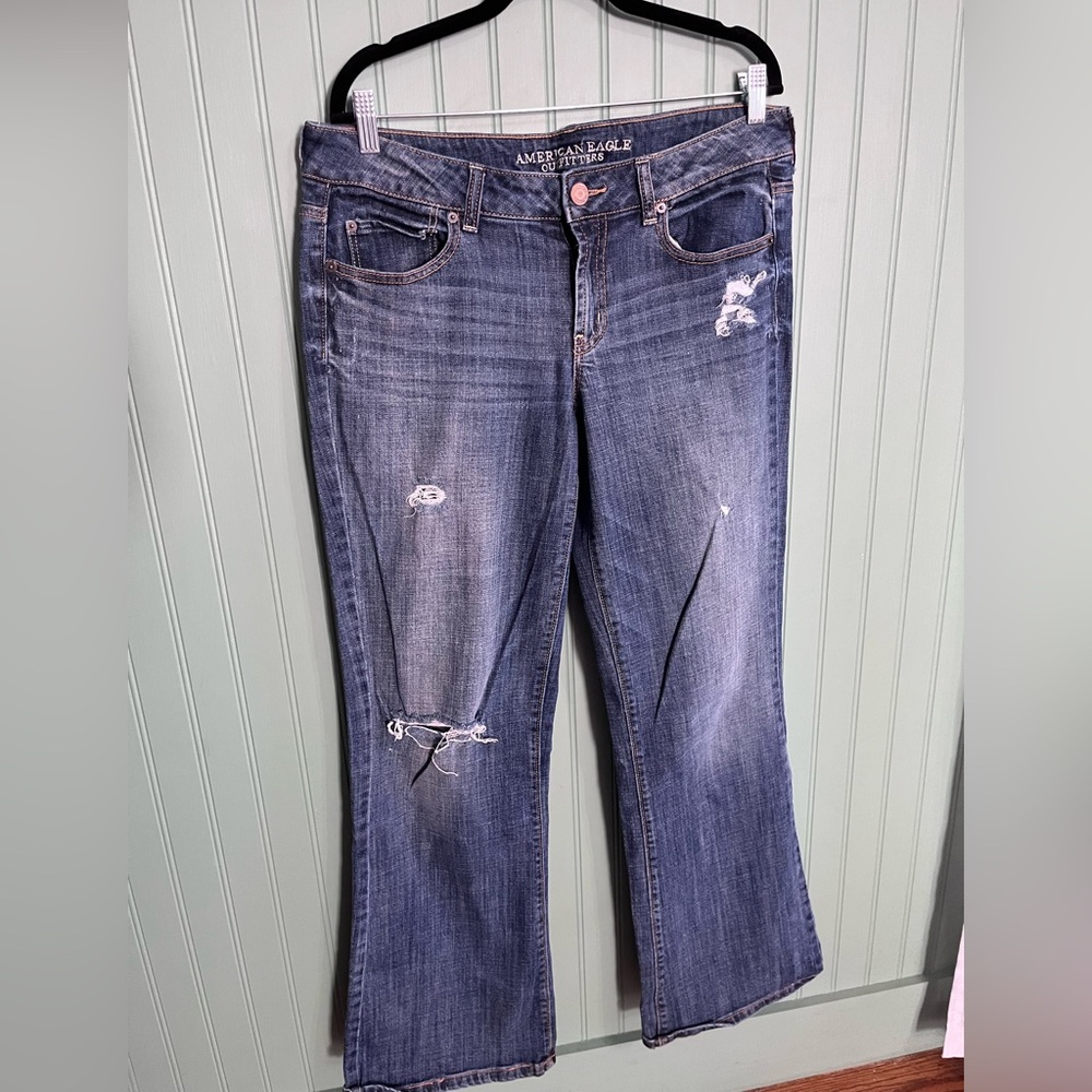 Vintage American Eagle Women's Distressed Dark Favorite Boyfriend Jeans